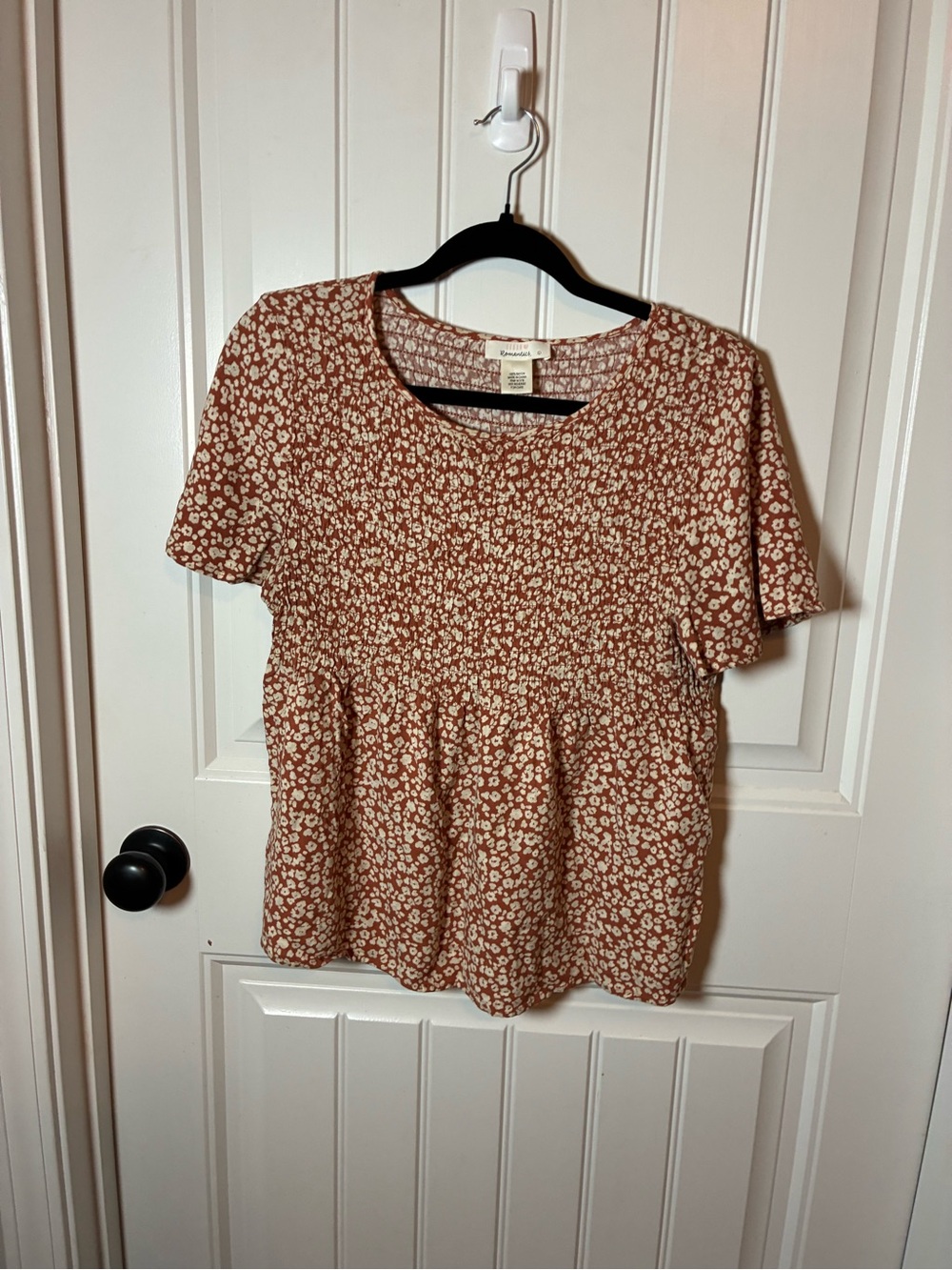 URBAN Romantics Rust Floral Peplum Tunic Top